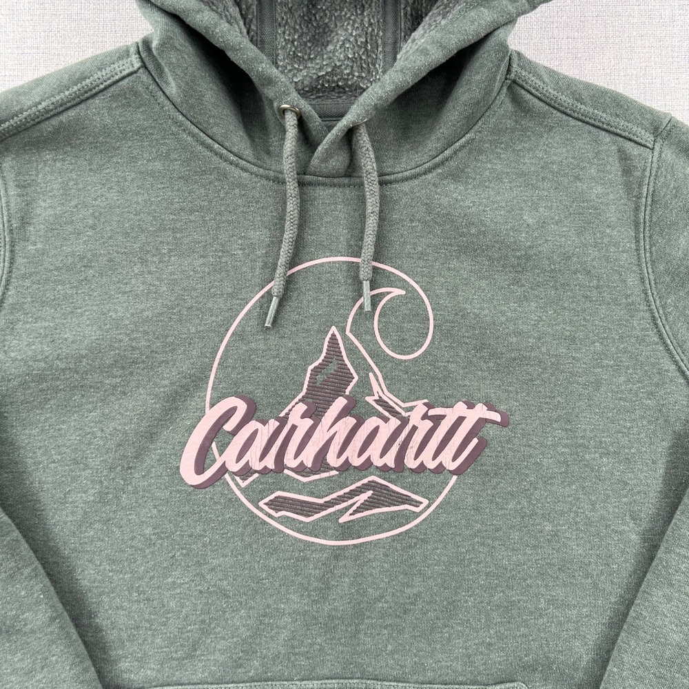 Carhartt Women's 2X Relaxed Fit Midweight C Logo Graphic Sweatshirt Green - Picture 3 of 10